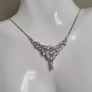 Vintage Art Deco Crystal Boho Elegant Evening Formal Bridal Y Drop Necklace